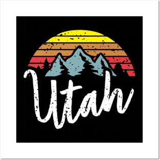 Utah Retro Eighties Style Mountains Design, Great Gift product Posters and Art